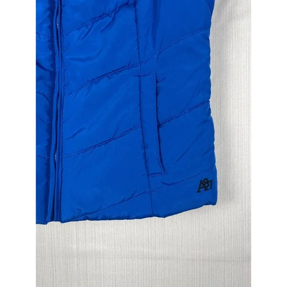 Aeropostale Puffer Vest Mens Medium Blue A87 Quilted Full Zip Sleeveless Jacket - Picture 3 of 7